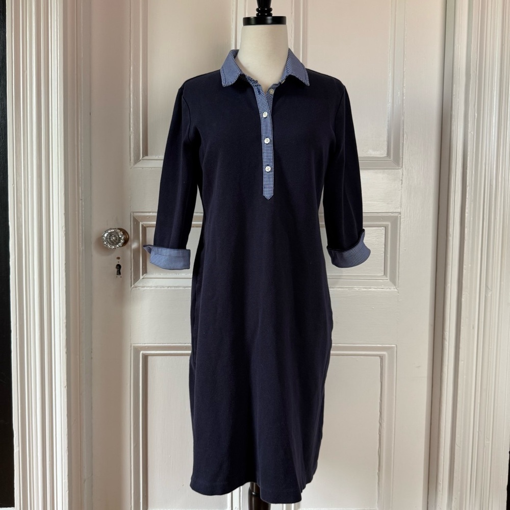 Talbots Navy Long Sleeve Dress with Blue Accents